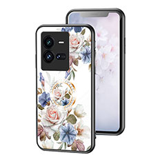 Handyhülle Silikon Hülle Rahmen Schutzhülle Spiegel Blumen S01 für Vivo iQOO 10 Pro 5G Weiß