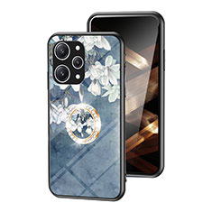 Handyhülle Silikon Hülle Rahmen Schutzhülle Spiegel Blumen S01 für Xiaomi Redmi 12 4G Blau