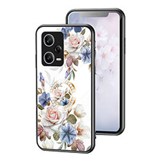 Handyhülle Silikon Hülle Rahmen Schutzhülle Spiegel Blumen S01 für Xiaomi Redmi Note 12 Pro 5G Weiß