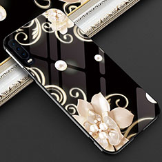 Handyhülle Silikon Hülle Rahmen Schutzhülle Spiegel Blumen S02 für Huawei P30 Schwarz