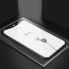 Handyhülle Silikon Hülle Rahmen Schutzhülle Spiegel Blumen S02 für Oppo Find X Rosa