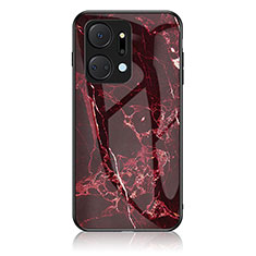 Handyhülle Silikon Hülle Rahmen Schutzhülle Spiegel Modisch Muster für Huawei Honor X7a Rot