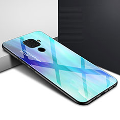 Handyhülle Silikon Hülle Rahmen Schutzhülle Spiegel Modisch Muster für Huawei Mate 30 Lite Cyan