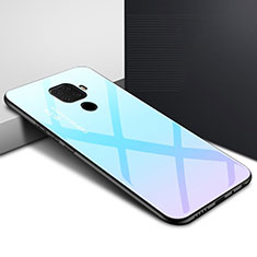 Handyhülle Silikon Hülle Rahmen Schutzhülle Spiegel Modisch Muster für Huawei Nova 5i Pro Hellblau
