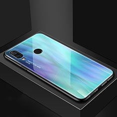 Handyhülle Silikon Hülle Rahmen Schutzhülle Spiegel Modisch Muster für Huawei P Smart+ Plus Cyan