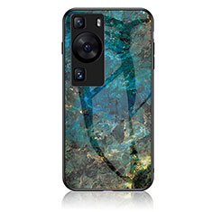 Handyhülle Silikon Hülle Rahmen Schutzhülle Spiegel Modisch Muster für Huawei P60 Pro Blau