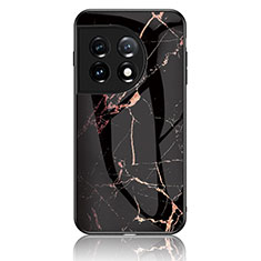 Handyhülle Silikon Hülle Rahmen Schutzhülle Spiegel Modisch Muster für OnePlus 11 5G Gold und Schwarz