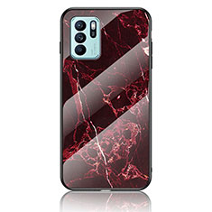 Handyhülle Silikon Hülle Rahmen Schutzhülle Spiegel Modisch Muster für Oppo Reno6 Z 5G Rot