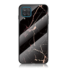 Handyhülle Silikon Hülle Rahmen Schutzhülle Spiegel Modisch Muster für Samsung Galaxy A12 Gold und Schwarz