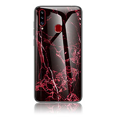 Handyhülle Silikon Hülle Rahmen Schutzhülle Spiegel Modisch Muster für Samsung Galaxy A20s Rot