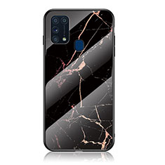 Handyhülle Silikon Hülle Rahmen Schutzhülle Spiegel Modisch Muster für Samsung Galaxy M21s Gold und Schwarz
