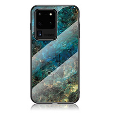 Handyhülle Silikon Hülle Rahmen Schutzhülle Spiegel Modisch Muster für Samsung Galaxy S20 Ultra Blau