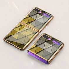 Handyhülle Silikon Hülle Rahmen Schutzhülle Spiegel Modisch Muster für Samsung Galaxy Z Flip 5G Grau