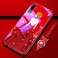 Handyhülle Silikon Hülle Rahmen Schutzhülle Spiegel Modisch Muster K01 für Huawei P20 Rot
