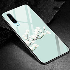 Handyhülle Silikon Hülle Rahmen Schutzhülle Spiegel Modisch Muster K01 für Huawei P30 Cyan