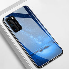 Handyhülle Silikon Hülle Rahmen Schutzhülle Spiegel Modisch Muster K01 für Huawei P40 Blau