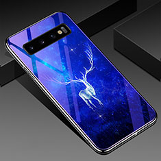 Handyhülle Silikon Hülle Rahmen Schutzhülle Spiegel Modisch Muster K01 für Samsung Galaxy S10 Plus Blau