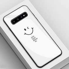 Handyhülle Silikon Hülle Rahmen Schutzhülle Spiegel Modisch Muster K01 für Samsung Galaxy S10 Weiß