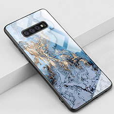 Handyhülle Silikon Hülle Rahmen Schutzhülle Spiegel Modisch Muster K02 für Samsung Galaxy S10 Plus Blau