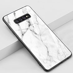 Handyhülle Silikon Hülle Rahmen Schutzhülle Spiegel Modisch Muster K05 für Samsung Galaxy S10 Plus Weiß