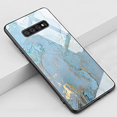 Handyhülle Silikon Hülle Rahmen Schutzhülle Spiegel Modisch Muster K06 für Samsung Galaxy S10 Cyan