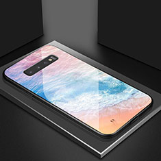 Handyhülle Silikon Hülle Rahmen Schutzhülle Spiegel Modisch Muster K07 für Samsung Galaxy S10 Plus Orange