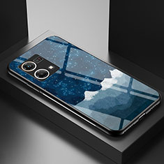 Handyhülle Silikon Hülle Rahmen Schutzhülle Spiegel Modisch Muster LS1 für Oppo Reno8 4G Blau