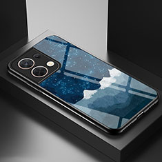 Handyhülle Silikon Hülle Rahmen Schutzhülle Spiegel Modisch Muster LS1 für Oppo Reno8 5G Blau