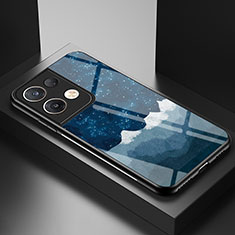 Handyhülle Silikon Hülle Rahmen Schutzhülle Spiegel Modisch Muster LS1 für Oppo Reno8 Pro 5G Blau