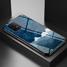 Handyhülle Silikon Hülle Rahmen Schutzhülle Spiegel Modisch Muster LS1 für Samsung Galaxy A91 Blau