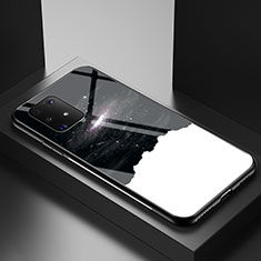 Handyhülle Silikon Hülle Rahmen Schutzhülle Spiegel Modisch Muster LS1 für Samsung Galaxy A91 Schwarz