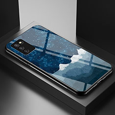 Handyhülle Silikon Hülle Rahmen Schutzhülle Spiegel Modisch Muster LS1 für Samsung Galaxy F02S SM-E025F Blau