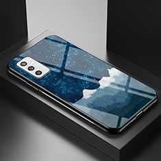 Handyhülle Silikon Hülle Rahmen Schutzhülle Spiegel Modisch Muster LS1 für Samsung Galaxy M52 5G Blau
