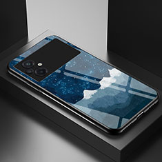 Handyhülle Silikon Hülle Rahmen Schutzhülle Spiegel Modisch Muster LS1 für Xiaomi Poco M5 4G Blau