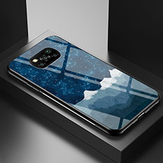 Handyhülle Silikon Hülle Rahmen Schutzhülle Spiegel Modisch Muster LS1 für Xiaomi Poco X3 NFC Blau