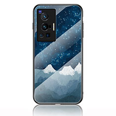 Handyhülle Silikon Hülle Rahmen Schutzhülle Spiegel Modisch Muster LS2 für Vivo X70 Pro 5G Blau