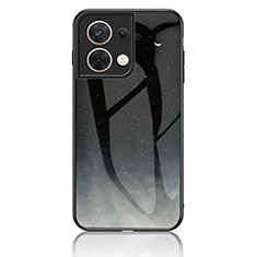 Handyhülle Silikon Hülle Rahmen Schutzhülle Spiegel Modisch Muster LS4 für Oppo Reno8 5G Grau