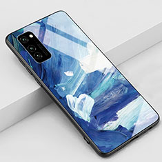 Handyhülle Silikon Hülle Rahmen Schutzhülle Spiegel Modisch Muster S01 für Huawei Honor V30 5G Blau
