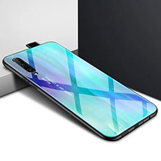 Handyhülle Silikon Hülle Rahmen Schutzhülle Spiegel Modisch Muster S01 für Huawei P Smart Pro (2019) Cyan