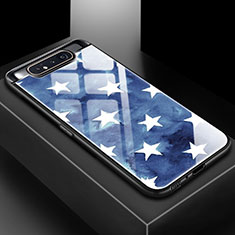 Handyhülle Silikon Hülle Rahmen Schutzhülle Spiegel Modisch Muster S01 für Samsung Galaxy A80 Blau