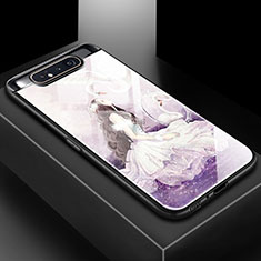 Handyhülle Silikon Hülle Rahmen Schutzhülle Spiegel Modisch Muster S01 für Samsung Galaxy A80 Violett