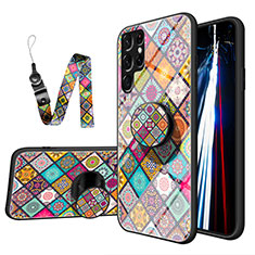 Handyhülle Silikon Hülle Rahmen Schutzhülle Spiegel Modisch Muster S01 für Samsung Galaxy S22 Ultra 5G Plusfarbig