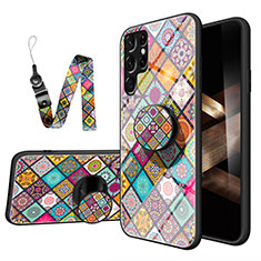 Handyhülle Silikon Hülle Rahmen Schutzhülle Spiegel Modisch Muster S01 für Samsung Galaxy S24 Ultra 5G Plusfarbig