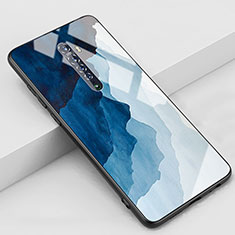 Handyhülle Silikon Hülle Rahmen Schutzhülle Spiegel Modisch Muster S02 für Oppo Reno2 Blau