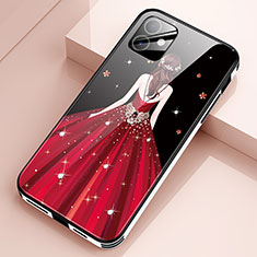 Handyhülle Silikon Hülle Rahmen Schutzhülle Spiegel Motiv Kleid Mädchen für Apple iPhone 12 Fuchsie