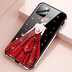 Handyhülle Silikon Hülle Rahmen Schutzhülle Spiegel Motiv Kleid Mädchen für Apple iPhone 12 Pro Max Fuchsie