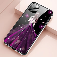 Handyhülle Silikon Hülle Rahmen Schutzhülle Spiegel Motiv Kleid Mädchen für Apple iPhone 12 Pro Violett