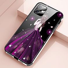 Handyhülle Silikon Hülle Rahmen Schutzhülle Spiegel Motiv Kleid Mädchen für Apple iPhone 12 Violett