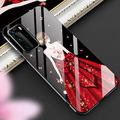 Handyhülle Silikon Hülle Rahmen Schutzhülle Spiegel Motiv Kleid Mädchen für Huawei P40 Pro Rot