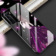Handyhülle Silikon Hülle Rahmen Schutzhülle Spiegel Motiv Kleid Mädchen für Huawei P40 Pro Violett